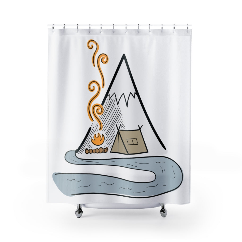 Camping by The River 2 Shower Curtains